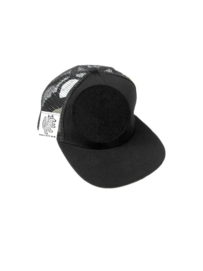 TODDLER Trucker Hat with Interchangeable Velcro Patch (Black)