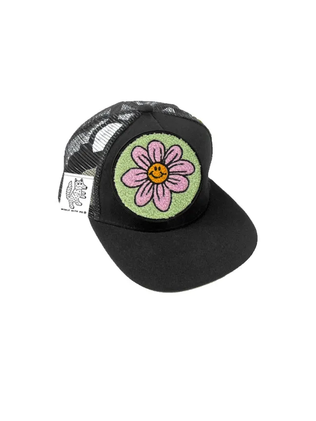 TODDLER Trucker Hat with Interchangeable Velcro Patch (Black)