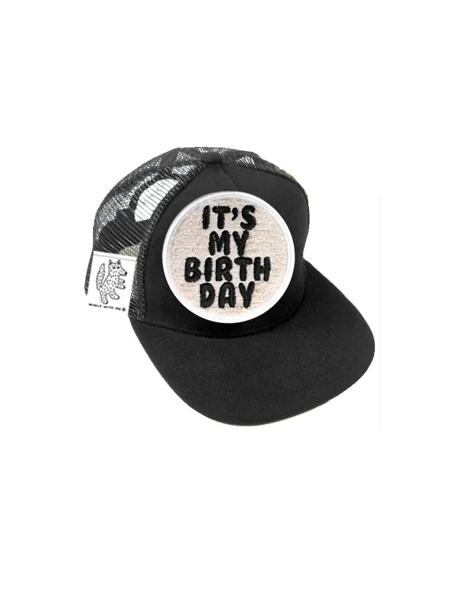 TODDLER Trucker Hat with Interchangeable Velcro Patch (Black)