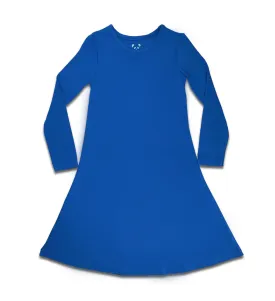 Twilight Blue Bamboo Girls' Long Sleeve Dress