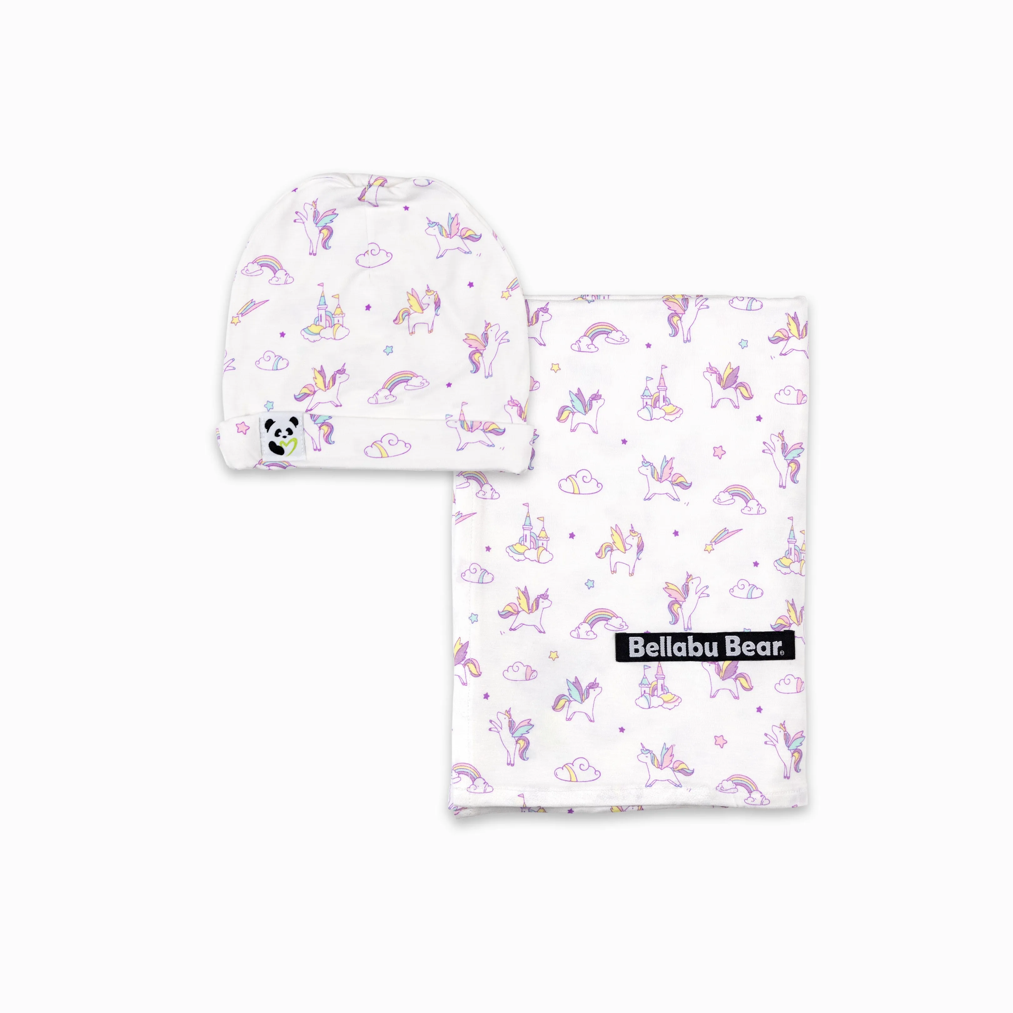 Unicorn Bamboo Swaddle & Beanie Set