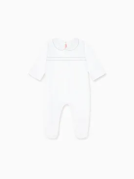 White Remo Smock Baby Sleepsuit