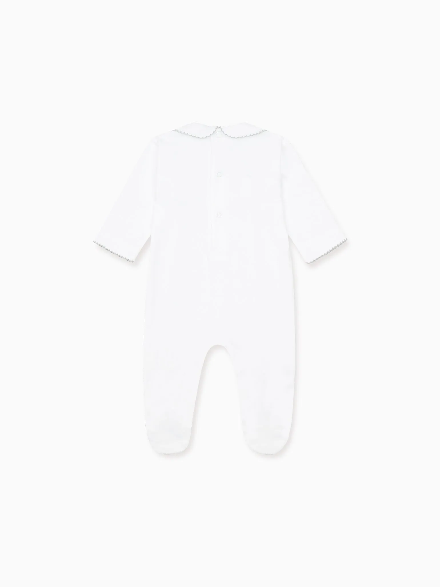 White Remo Smock Baby Sleepsuit