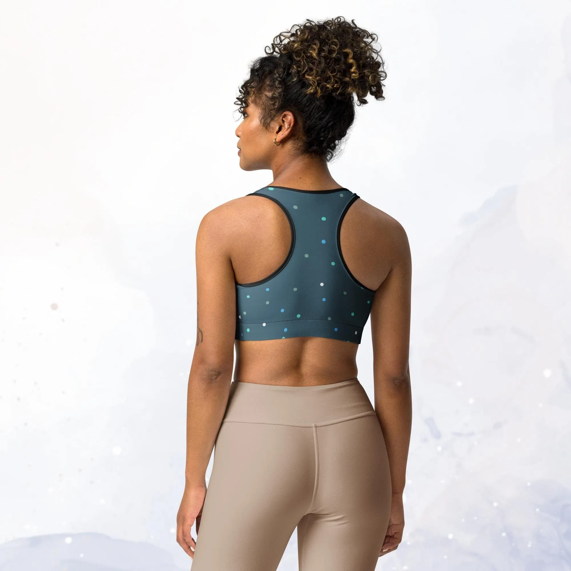 Wintery Blue Polka Dot Sports Bra