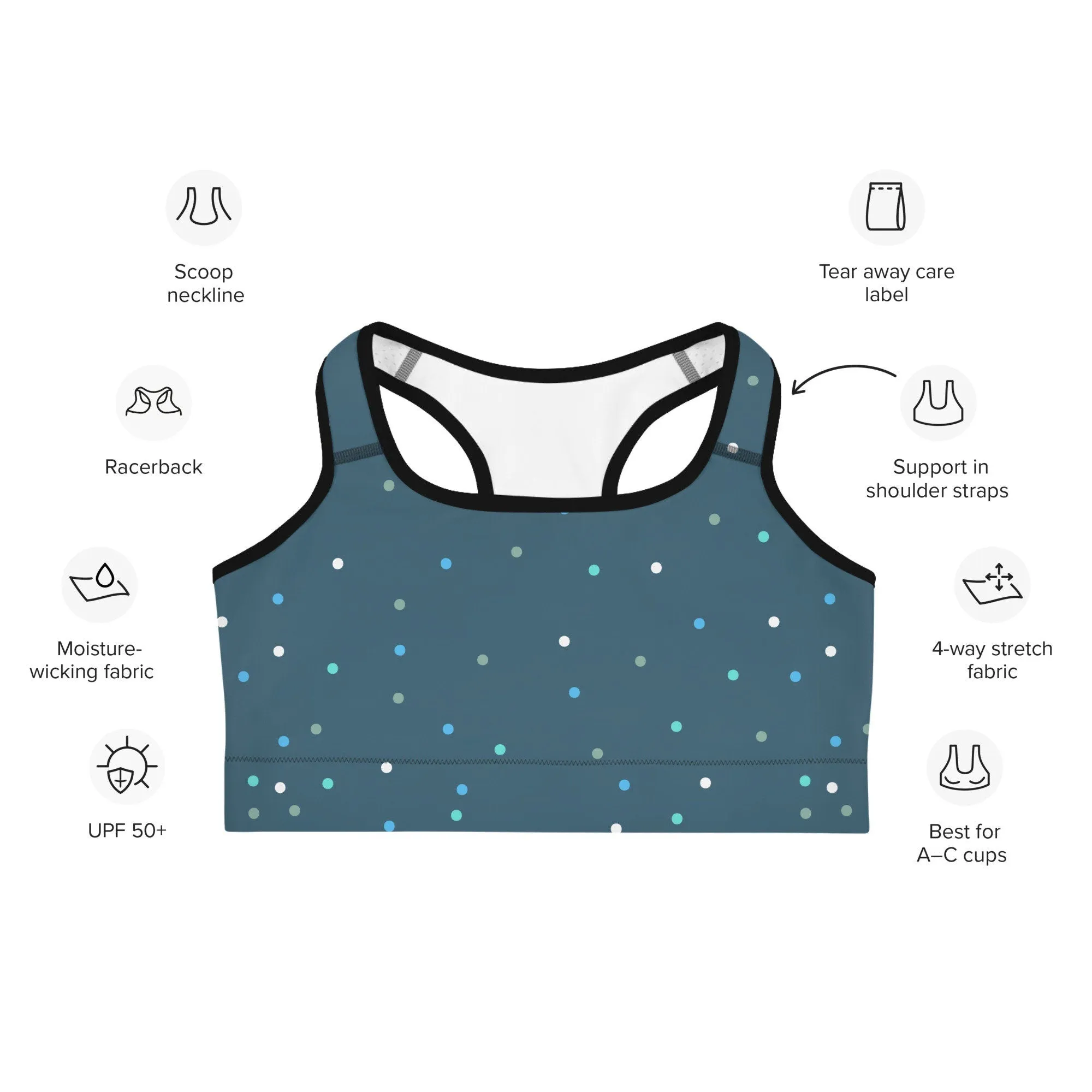 Wintery Blue Polka Dot Sports Bra