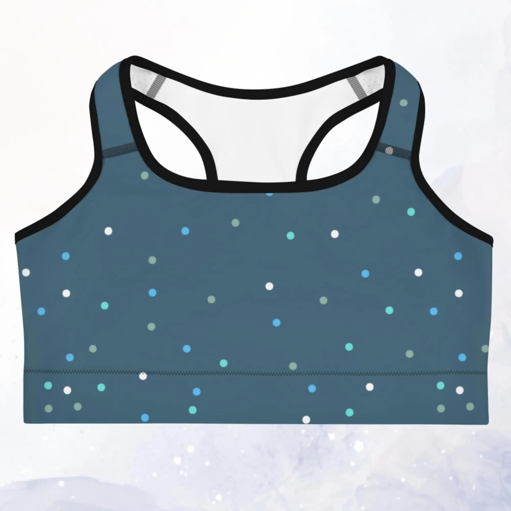 Wintery Blue Polka Dot Sports Bra