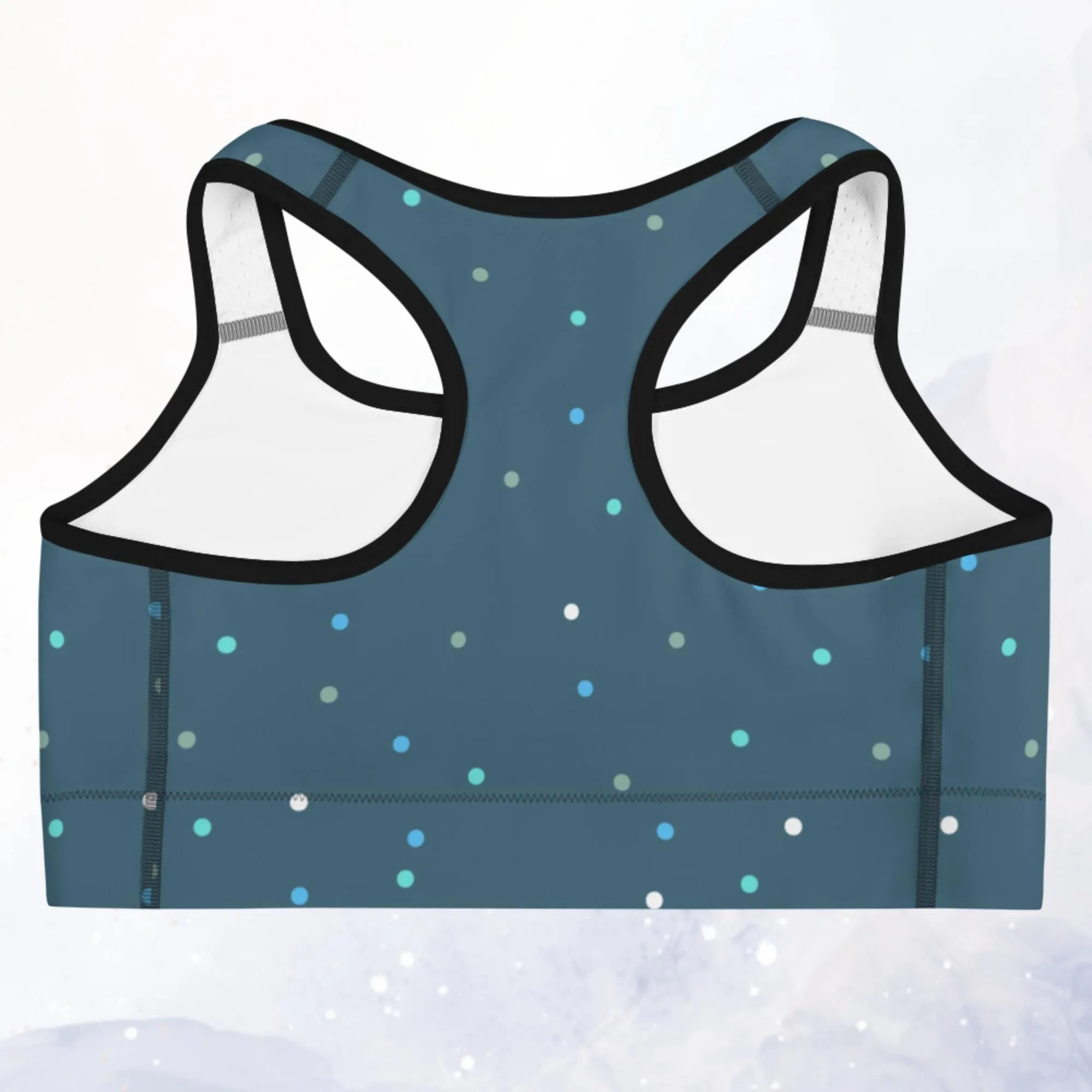 Wintery Blue Polka Dot Sports Bra