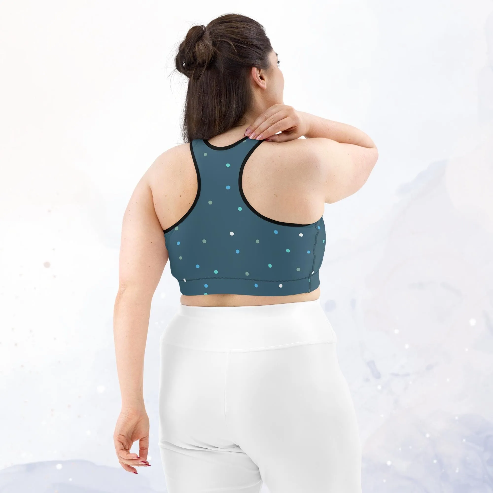 Wintery Blue Polka Dot Sports Bra