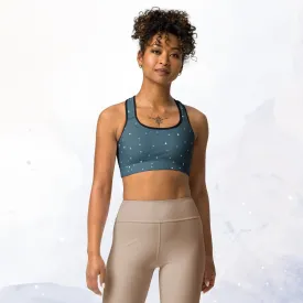 Wintery Blue Polka Dot Sports Bra