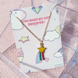 Y2K Charm Pendant Gold Necklace - Rainbow Star